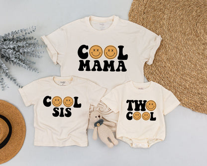 Two Cool Retro Smiley Face Birthday Shirts Matching Family 2nd Birthday Outfit Boy Girl Vintage Vibes