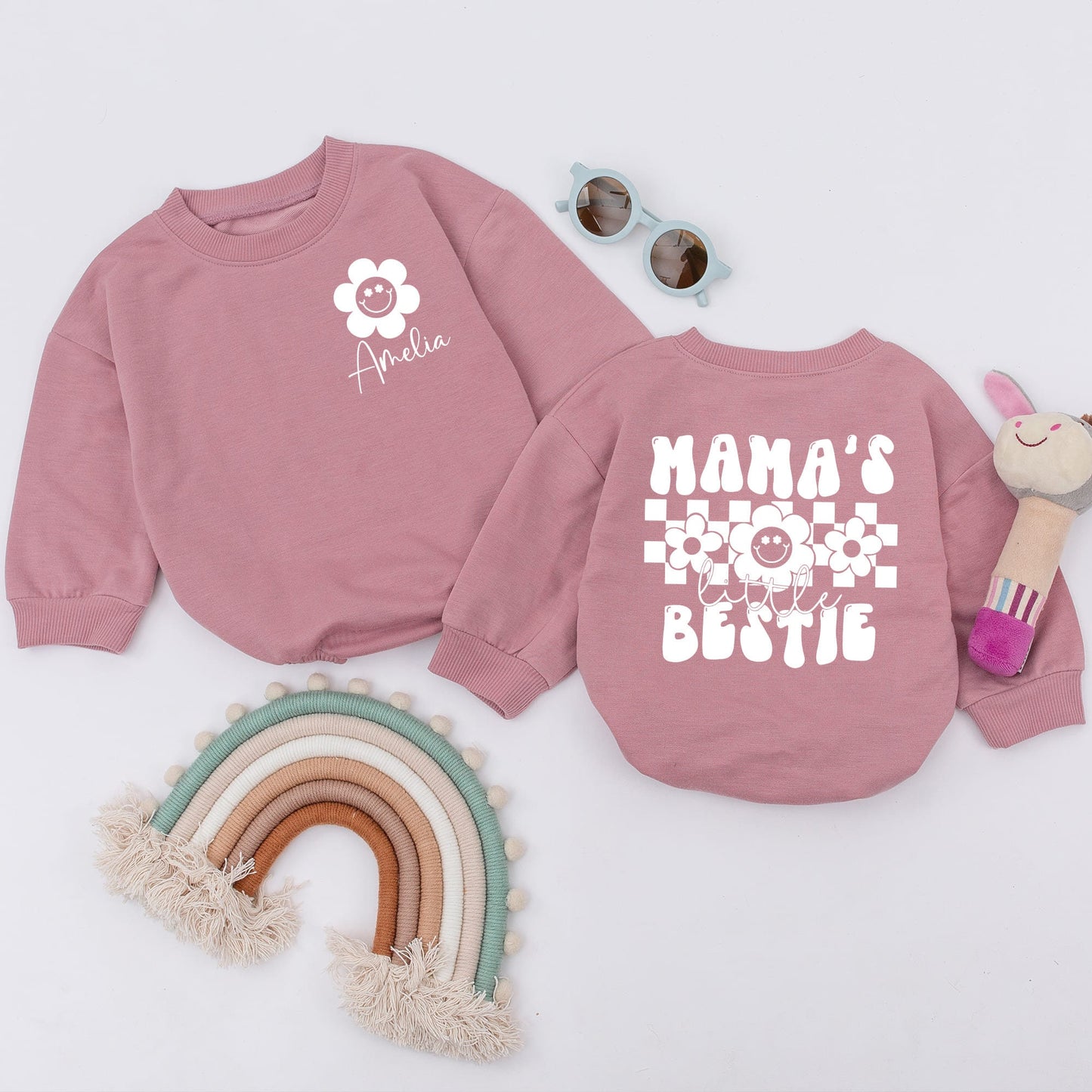 Mama's Little Bestie Oversized Baby Romper Adorable Personalization Bodysuit Perfect Mother's Day Gift Baby Shower Shower Sleepsuit