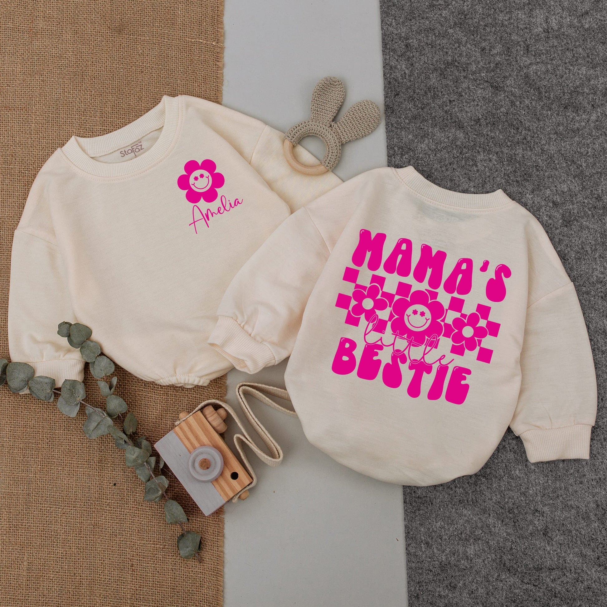 Mama's Little Bestie Oversized Baby Romper Adorable Personalization Bodysuit Perfect Mother's Day Gift Baby Shower Shower Sleepsuit