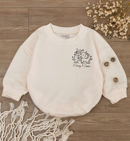 Personalized Elephant Baby Romper for First Mother's Day Gift