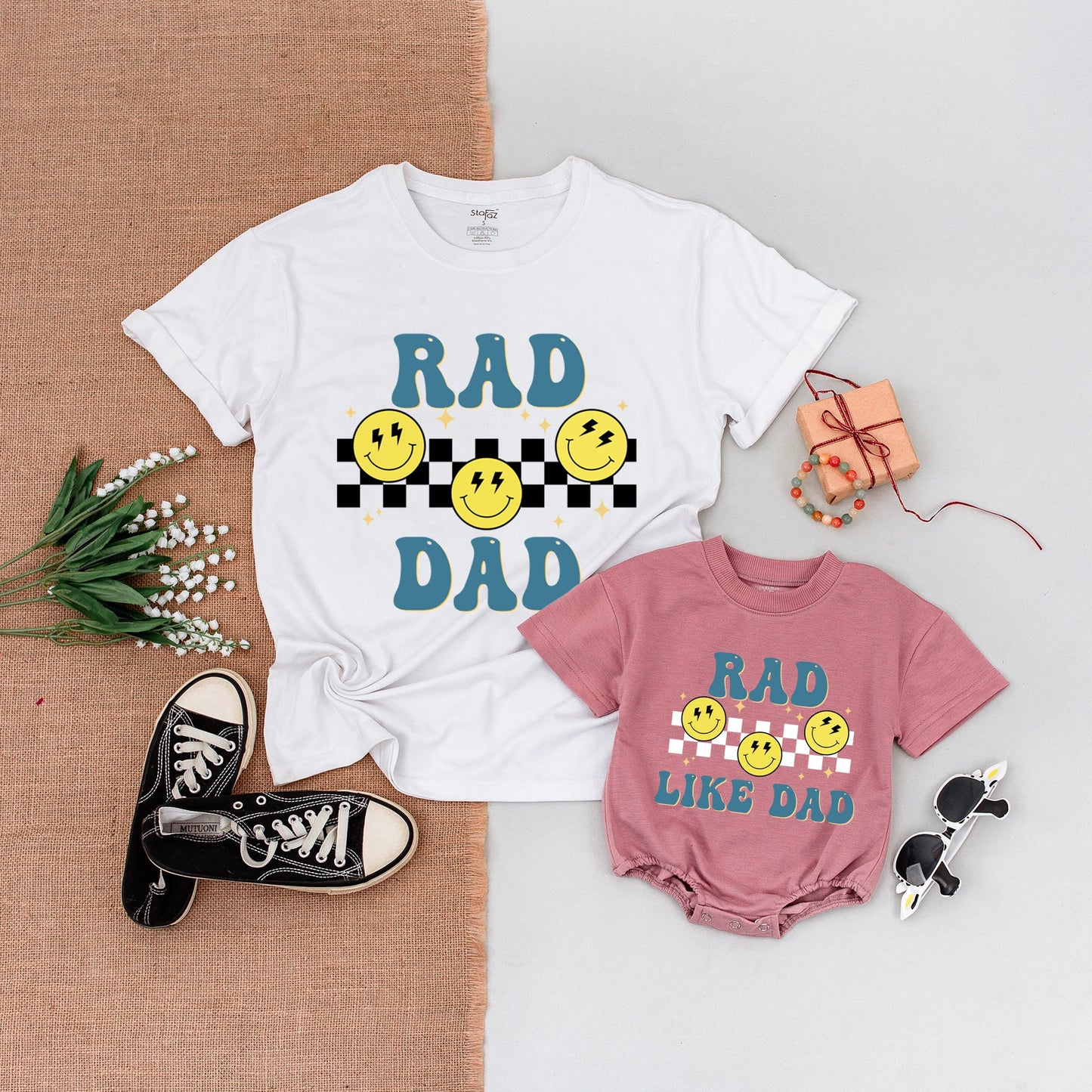 Rad Dad & Son Matching Outfits: Funny Retro Tees & Baby Bodysuits