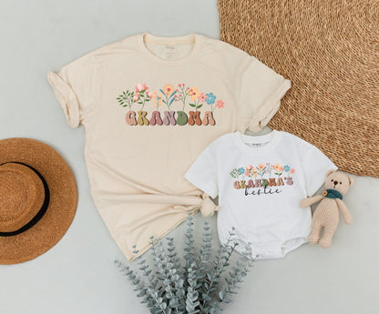 Adorable Family Matching Shirts: Grandma, Mama, and Baby Gift Set