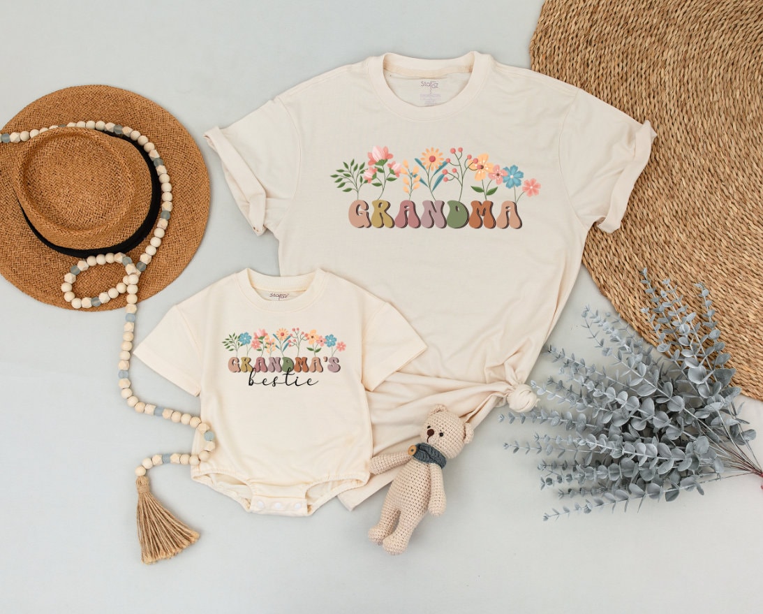 Adorable Family Matching Shirts: Grandma, Mama, and Baby Gift Set