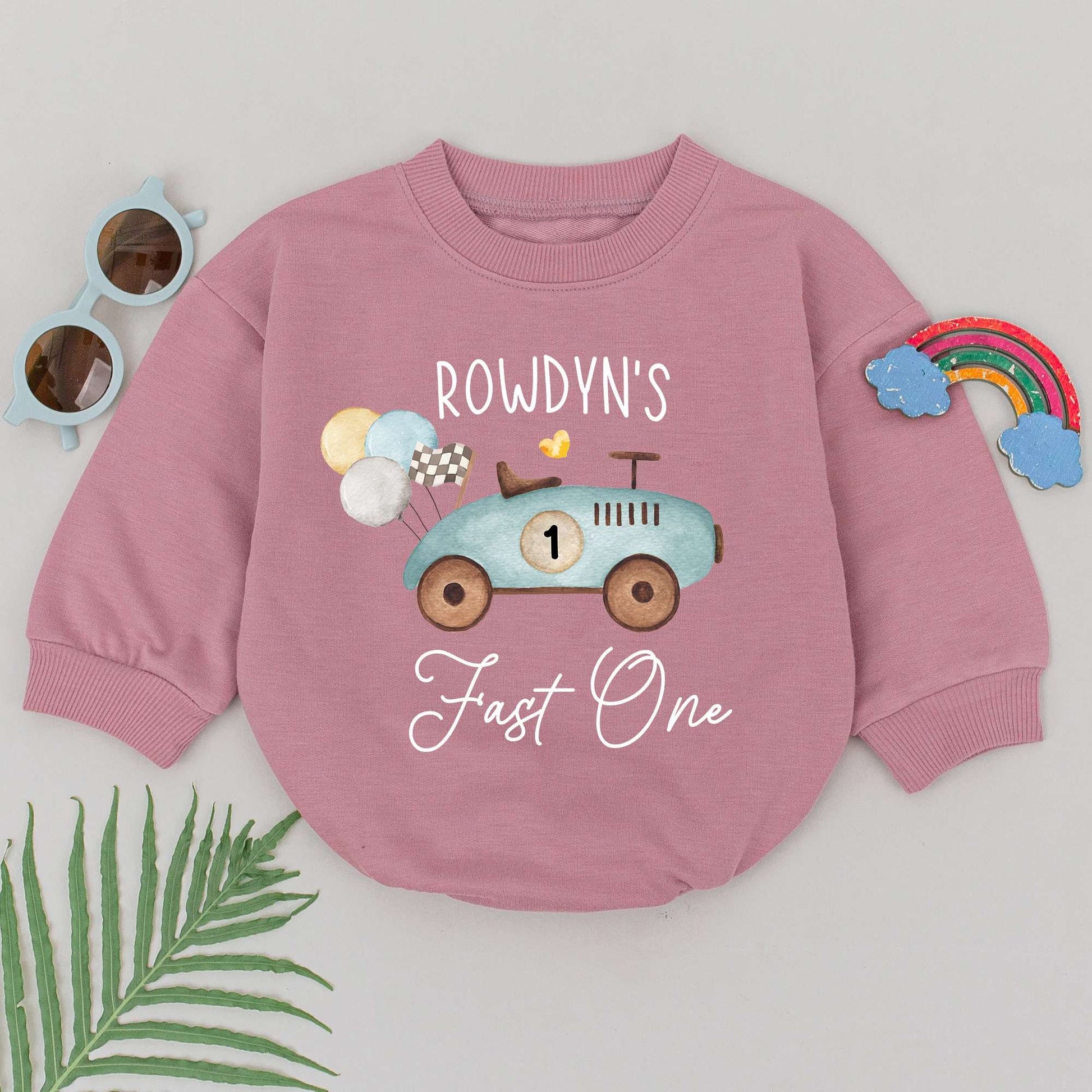 Race Car Romper: 1st Birthday Baby Bodysuit & Shower Gift  
