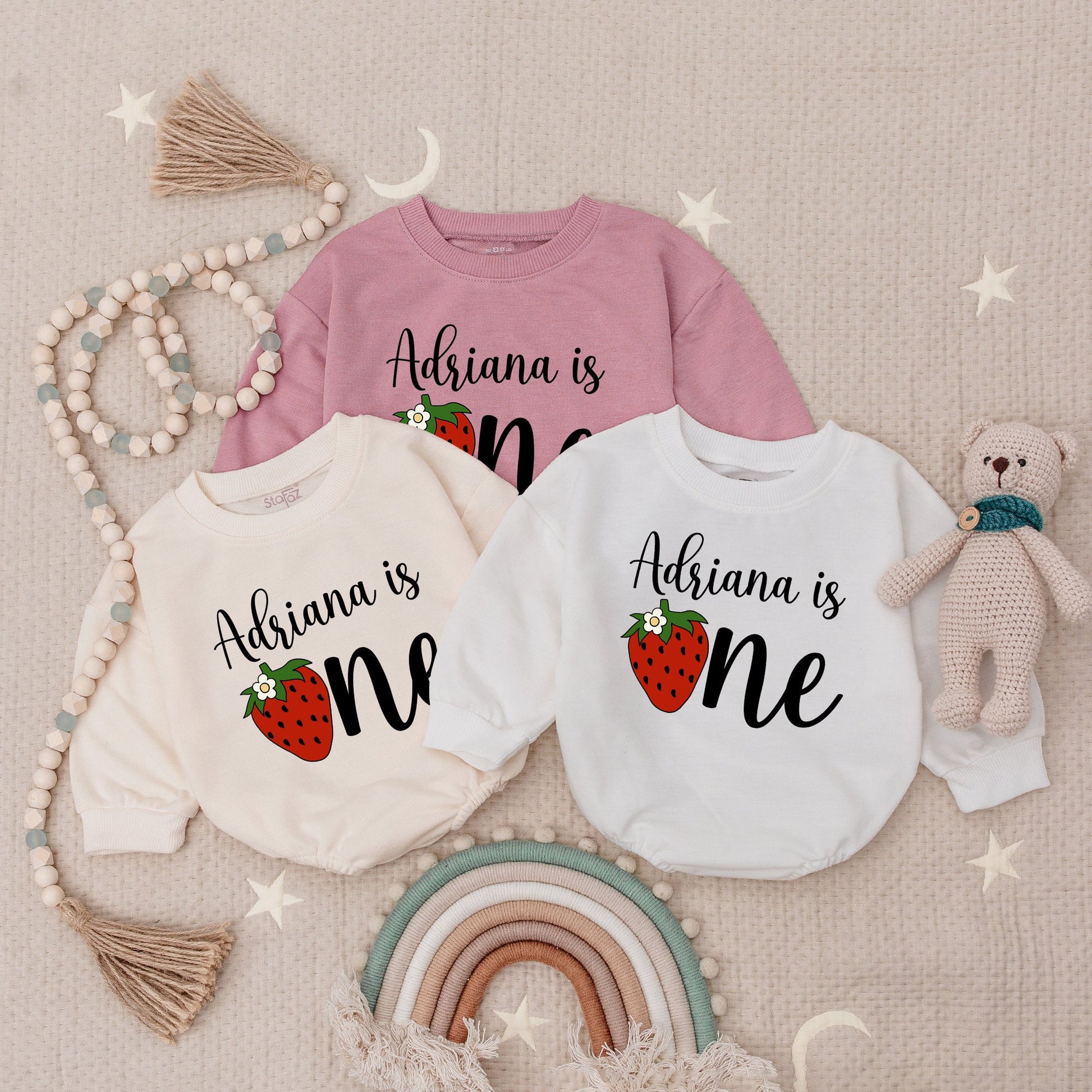 Berry First Birthday Outfit: Custom Strawberry Romper & Bodysuit