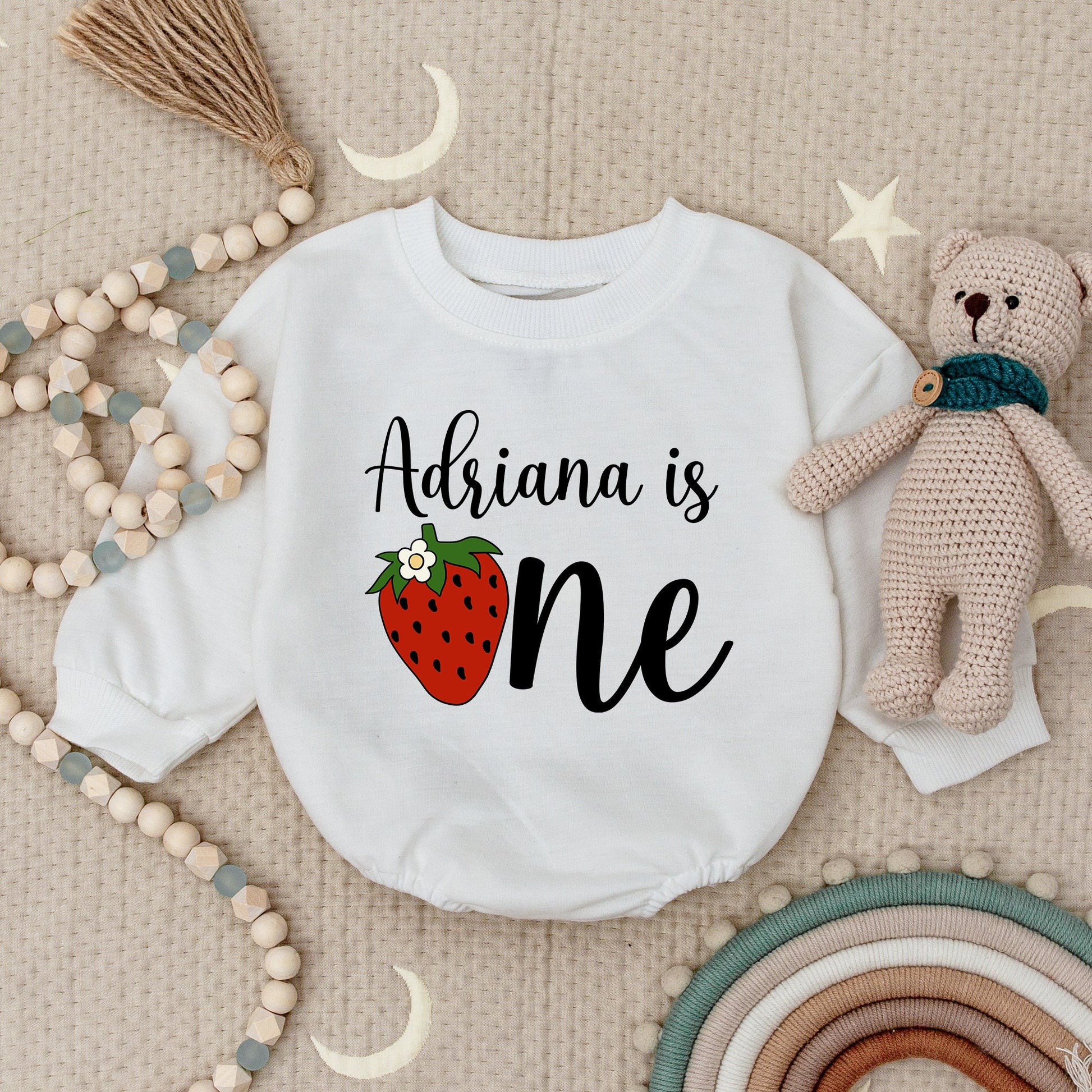 Berry First Birthday Outfit: Custom Strawberry Romper & Bodysuit