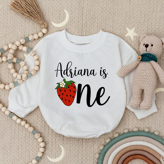 Berry First Birthday Outfit: Custom Strawberry Romper & Bodysuit
