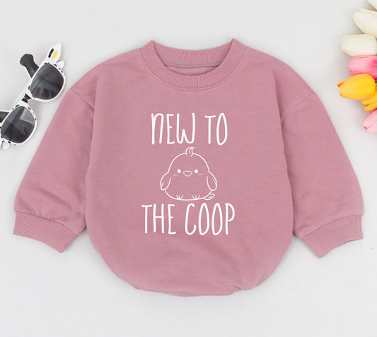 New to the Coop Baby Chick Romper Gender Neutral Announcement Gift Soft Bodysuit Cute Farm Newborn Shower Outfit Black Graphic Cotton Apparel