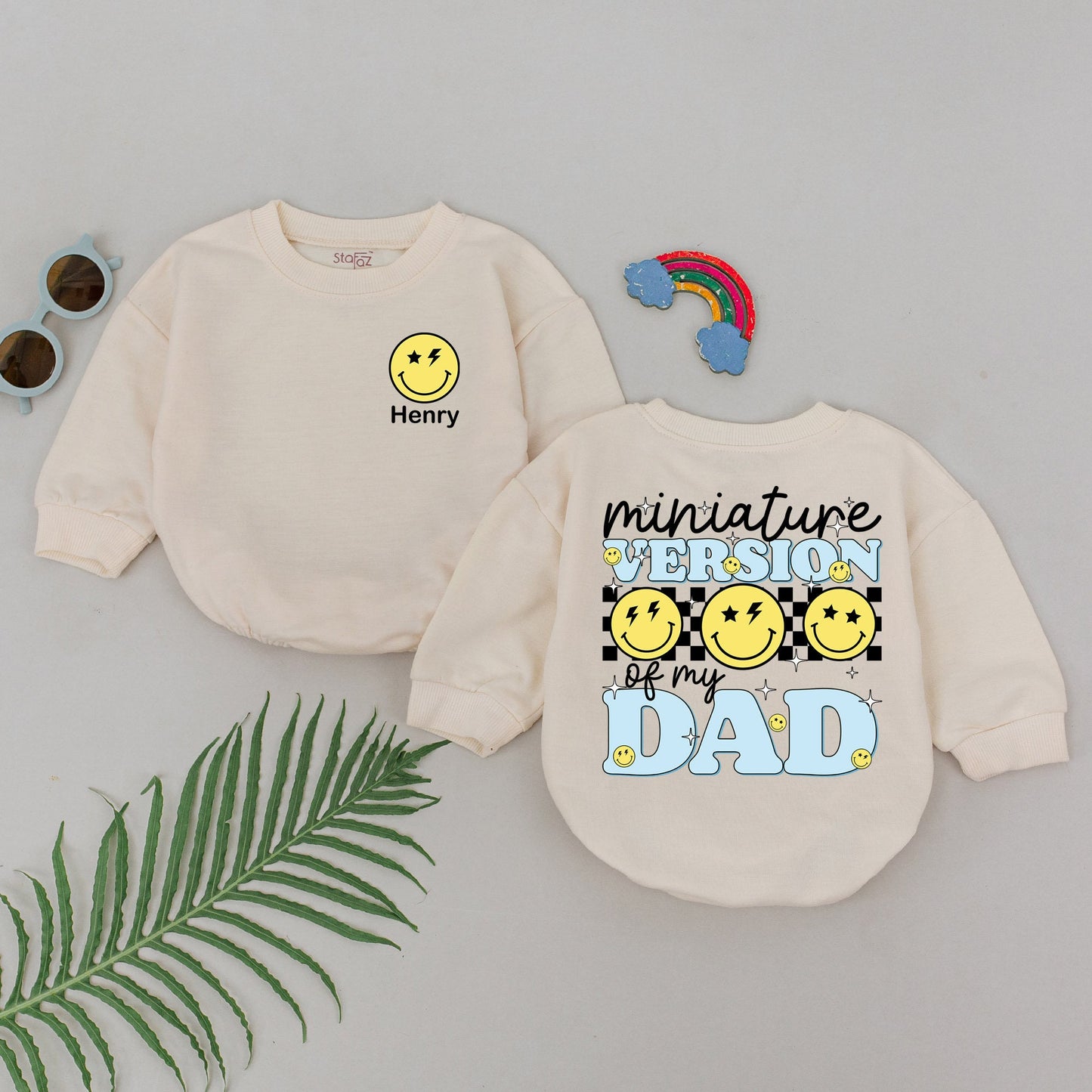 Miniature Dad Romper for Baby Girl or Boy: Father's Day Gift, Hi Daddy! New Baby Outfit, Soft Newborn Clothes, Bubble Romper, Baby Shower Present