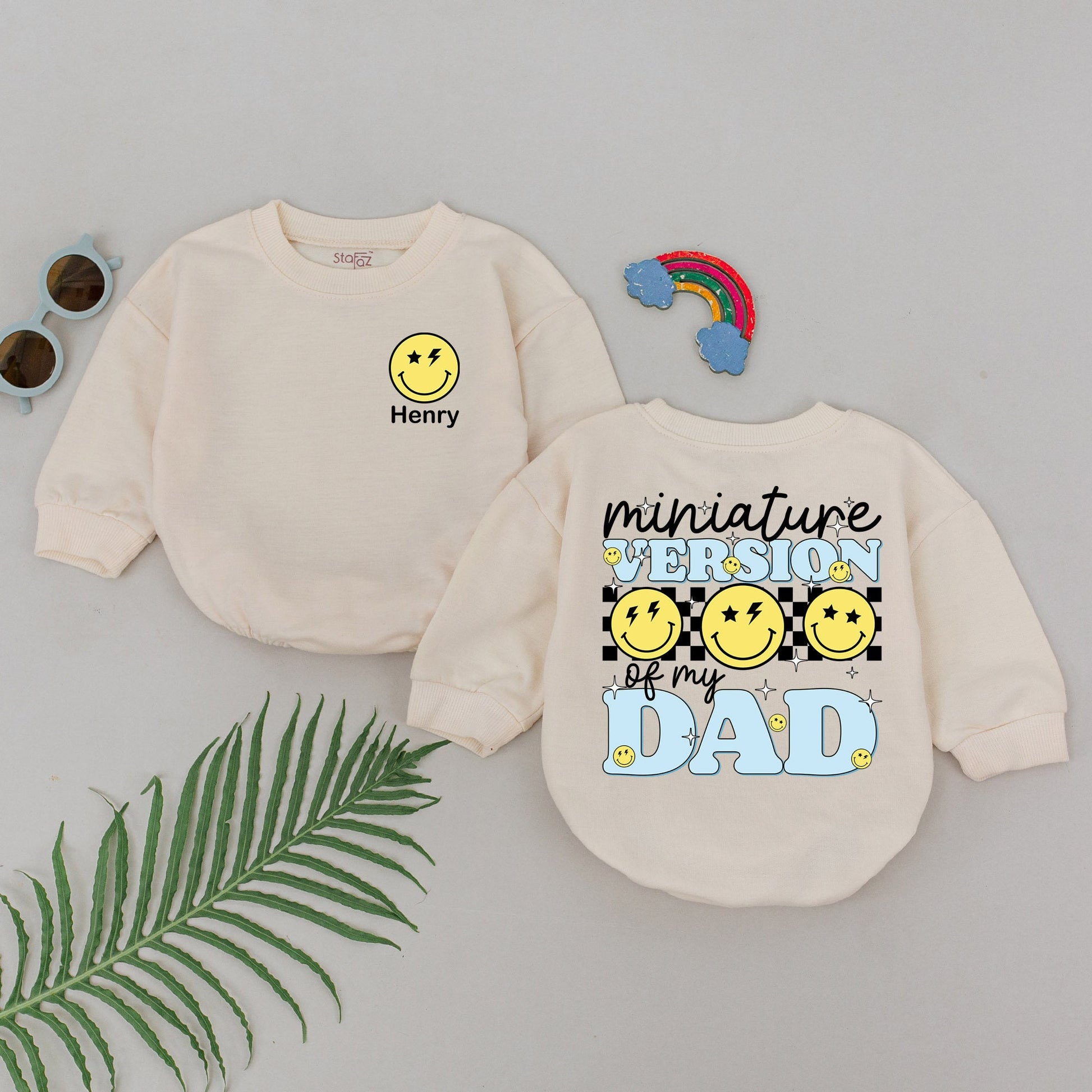 Miniature Dad Romper for Baby Girl or Boy: Father's Day Gift, Hi Daddy! New Baby Outfit, Soft Newborn Clothes, Bubble Romper, Baby Shower Present