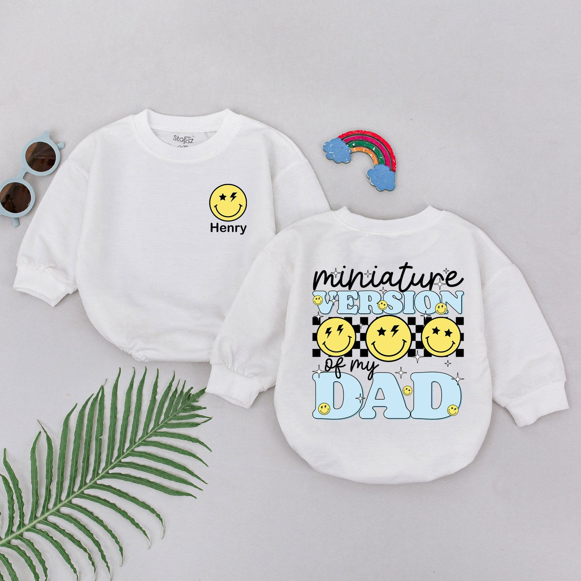Miniature Dad Romper for Baby Girl or Boy: Father's Day Gift, Hi Daddy! New Baby Outfit, Soft Newborn Clothes, Bubble Romper, Baby Shower Present