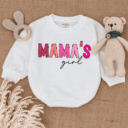 Mama's Girl Pink Bubble Romper Bodysuit Funny Retro Newborn Girl Infant Outfit Adorable Baby Shower Gift Mothers Day Apparel