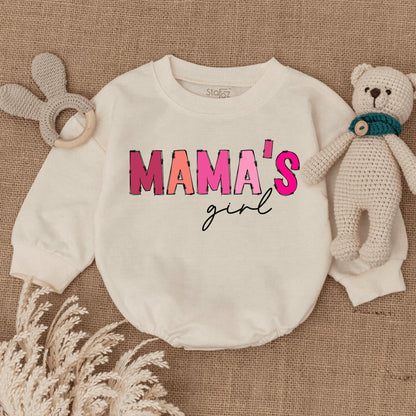 Mama's Girl Pink Bubble Romper Bodysuit Funny Retro Newborn Girl Infant Outfit Adorable Baby Shower Gift Mothers Day Apparel