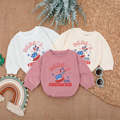 Patriotic Baby Bodysuit - Dada's Firecracker Romper Outfit