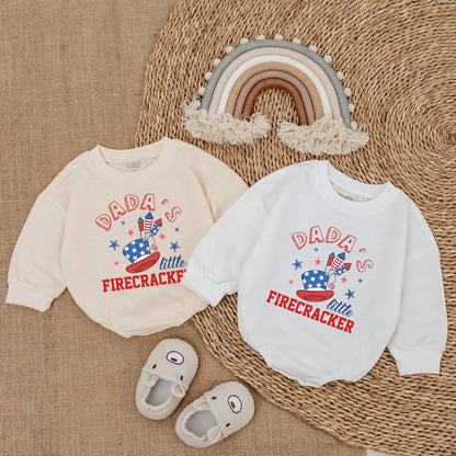 Patriotic Baby Bodysuit - Dada's Firecracker Romper Outfit