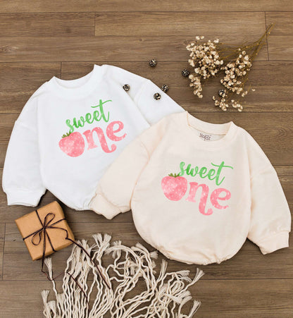 Retro Strawberry Romper, Gender Neutral Baby Outfit, Birthday Gift