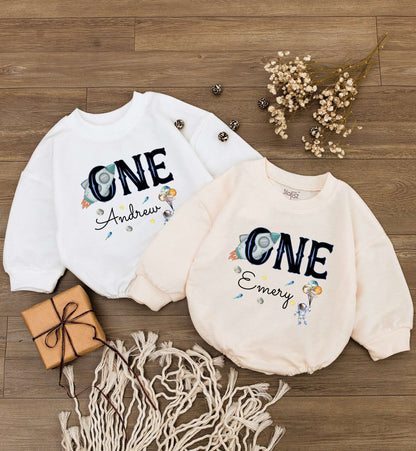 Galaxy Themed Personalized 1st Birthday Bodysuit | Unisex Baby Outfit