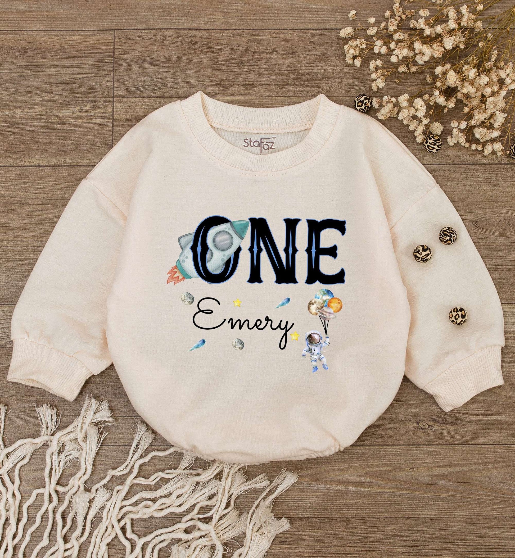 Galaxy Themed Personalized 1st Birthday Bodysuit | Unisex Baby Outfit