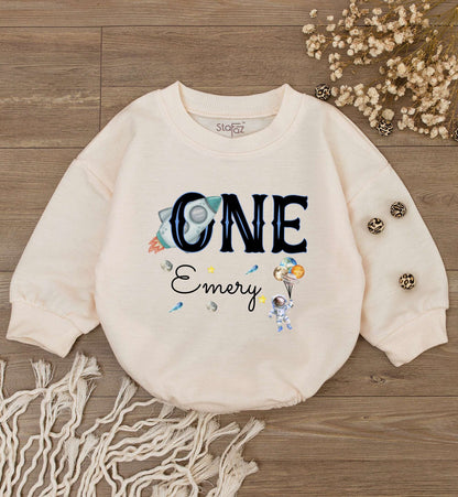 Galaxy Themed Personalized 1st Birthday Bodysuit | Unisex Baby Outfit