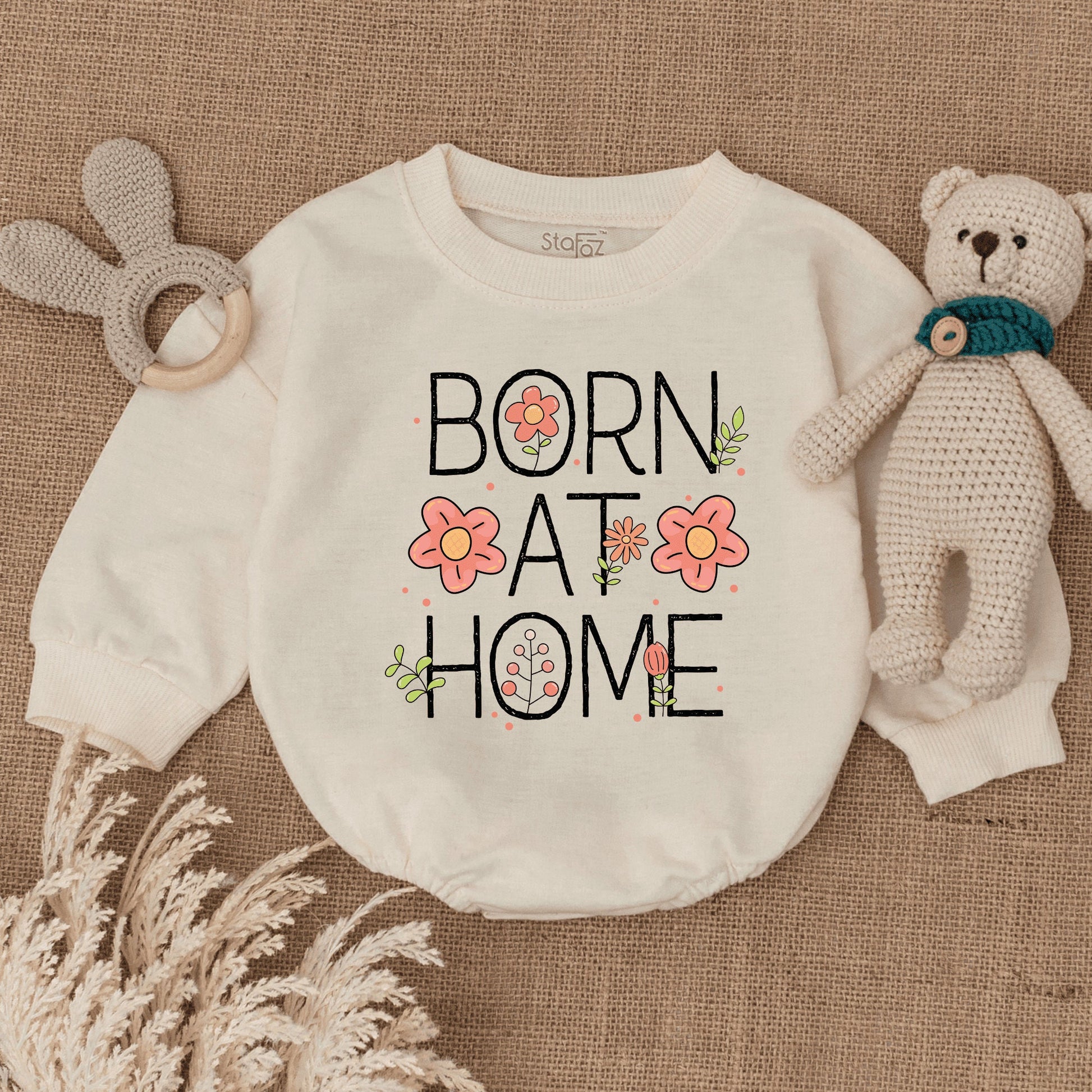 Home Birth Baby Romper, Newborn Outfit, Natural Birth Announcement