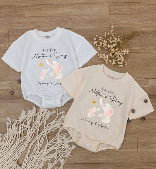 Personalized 1st Mother's Day Baby Romper, Custom Mom & Baby Gift