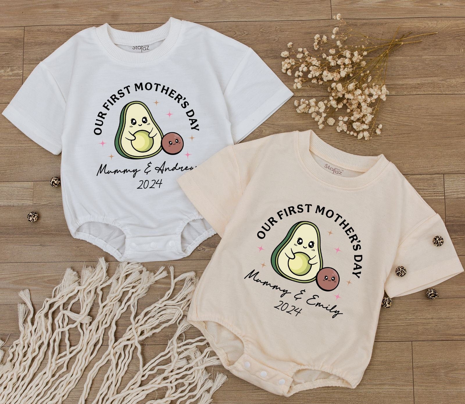 Custom Funny Baby Romper - Retro Birthday Bodysuit & Avocado Sleepsuit