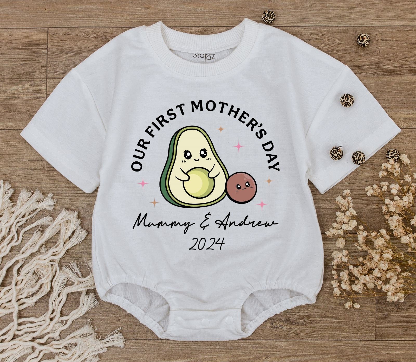 Custom Funny Baby Romper - Retro Birthday Bodysuit & Avocado Sleepsuit