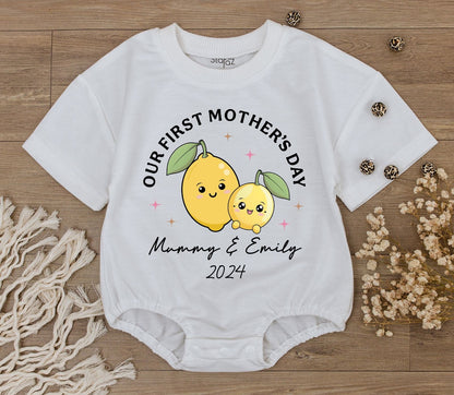 Custom Funny 1st Mother's Day Baby Romper | Retro Birthday Bodysuit