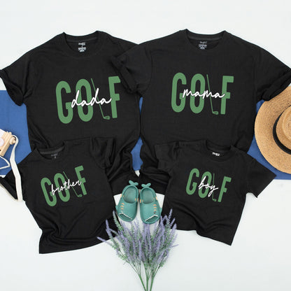 Matching Family Golf Birthday Shirts for Boys Mom Dad First Hole in One Themed Party Outfit Blue Green Cotton Comfortable Celebration Gift