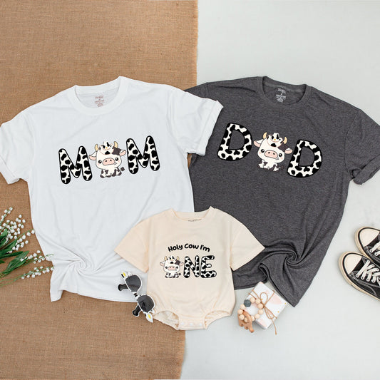 Cow Themed 1st Birthday Family Outfit – Personalized Shirts & Bodysuit