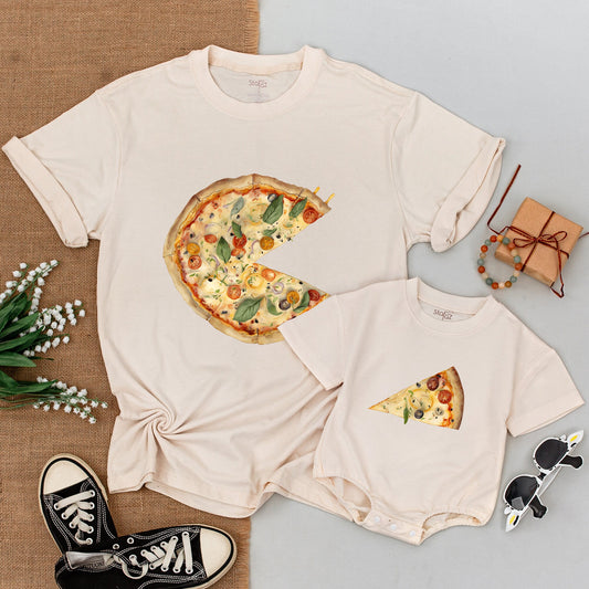 Matching Pizza Family Shirts: Baby, Dad, and Toddler Outfits