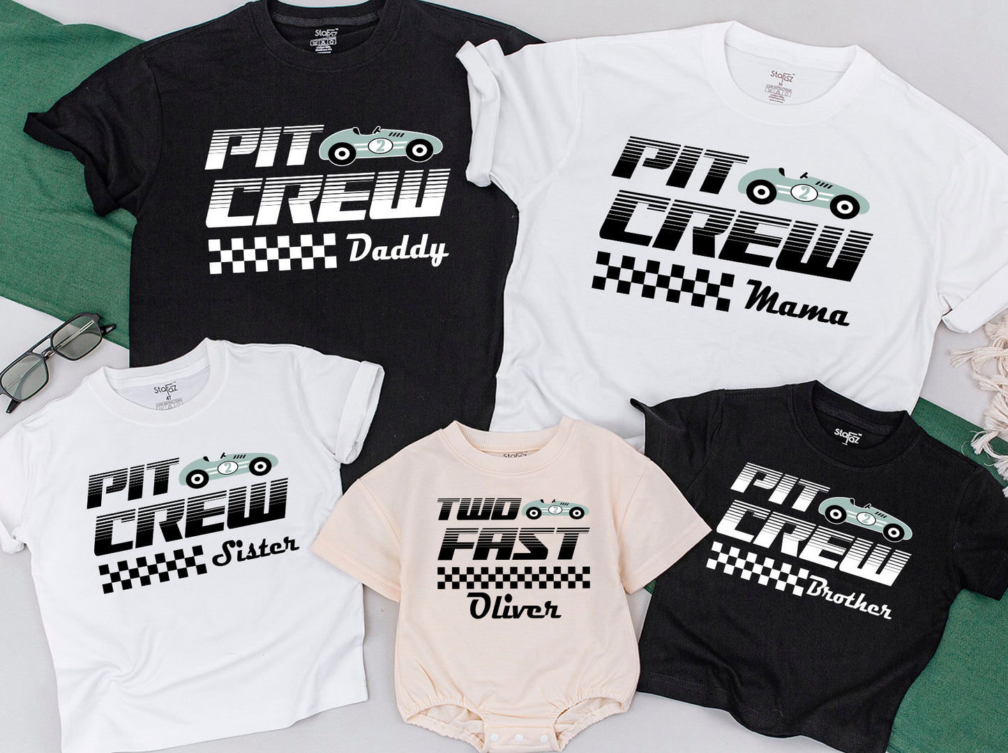 Race Car Birthday Shirt Set, 2 Fast Family Matching Outfit, Mommy & Me