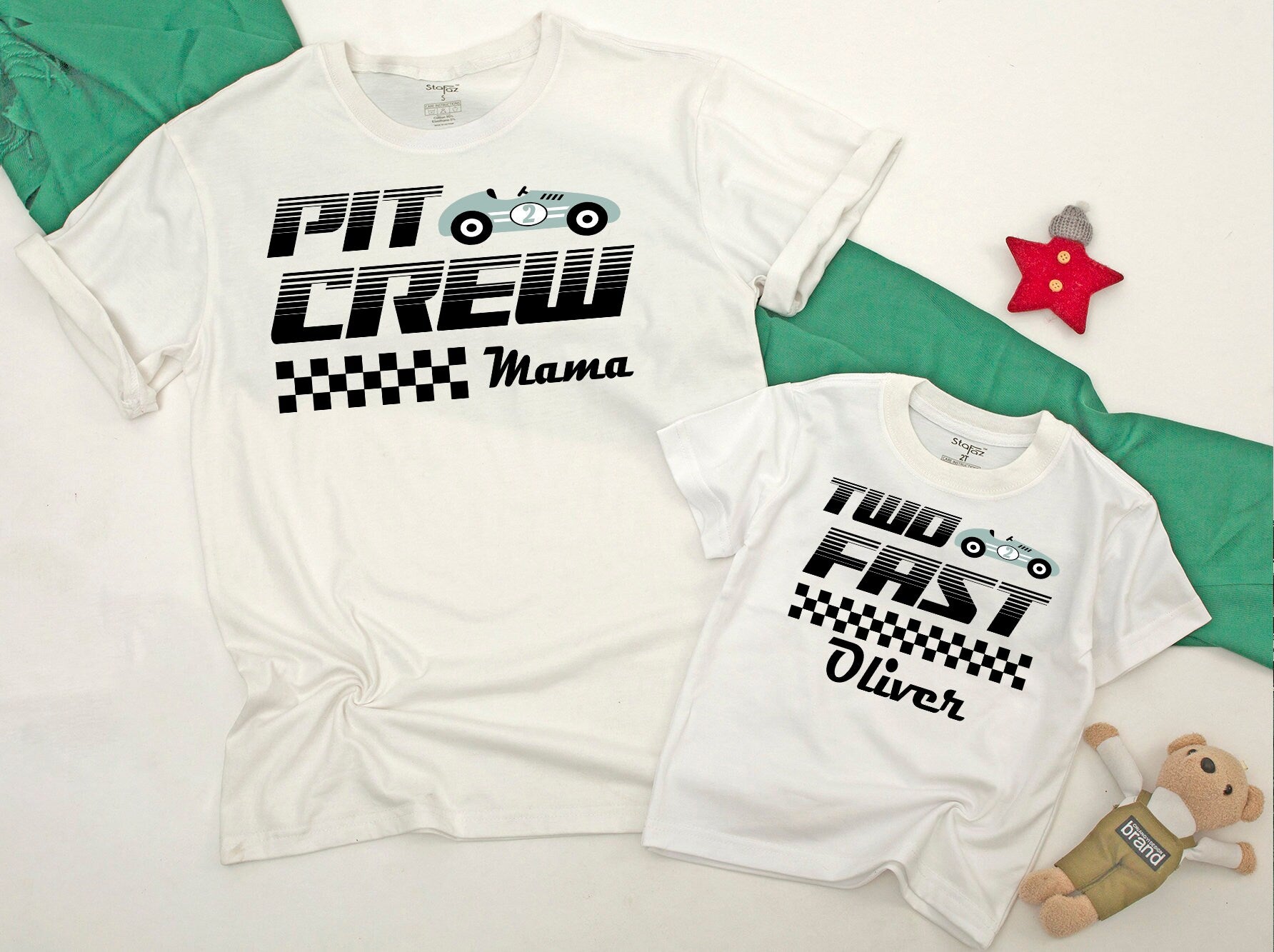 Race Car Birthday Shirt Set, 2 Fast Family Matching Outfit, Mommy & Me