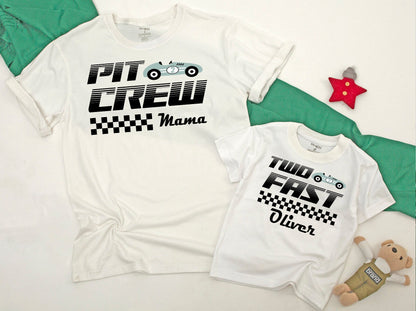 Race Car Birthday Shirt Set, 2 Fast Family Matching Outfit, Mommy & Me