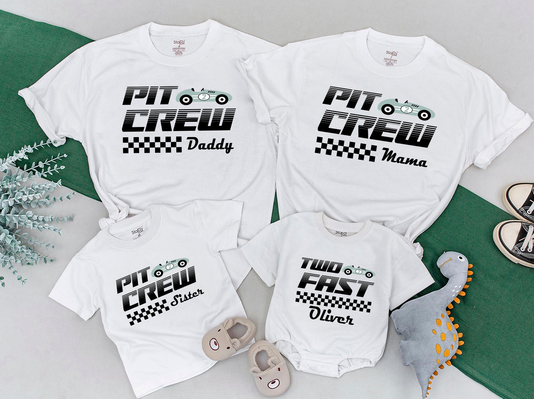 Race Car Birthday Shirt Set, 2 Fast Family Matching Outfit, Mommy & Me