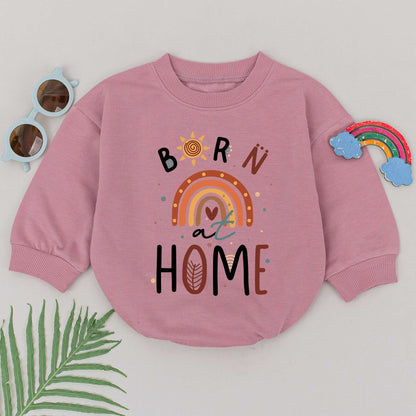 Born at Home Romper for Baby Girl or Boy, Rainbow Newborn Announcement, Home Birth Gift, Water Birth Outfit, Soft Cotton Newborn Clothes