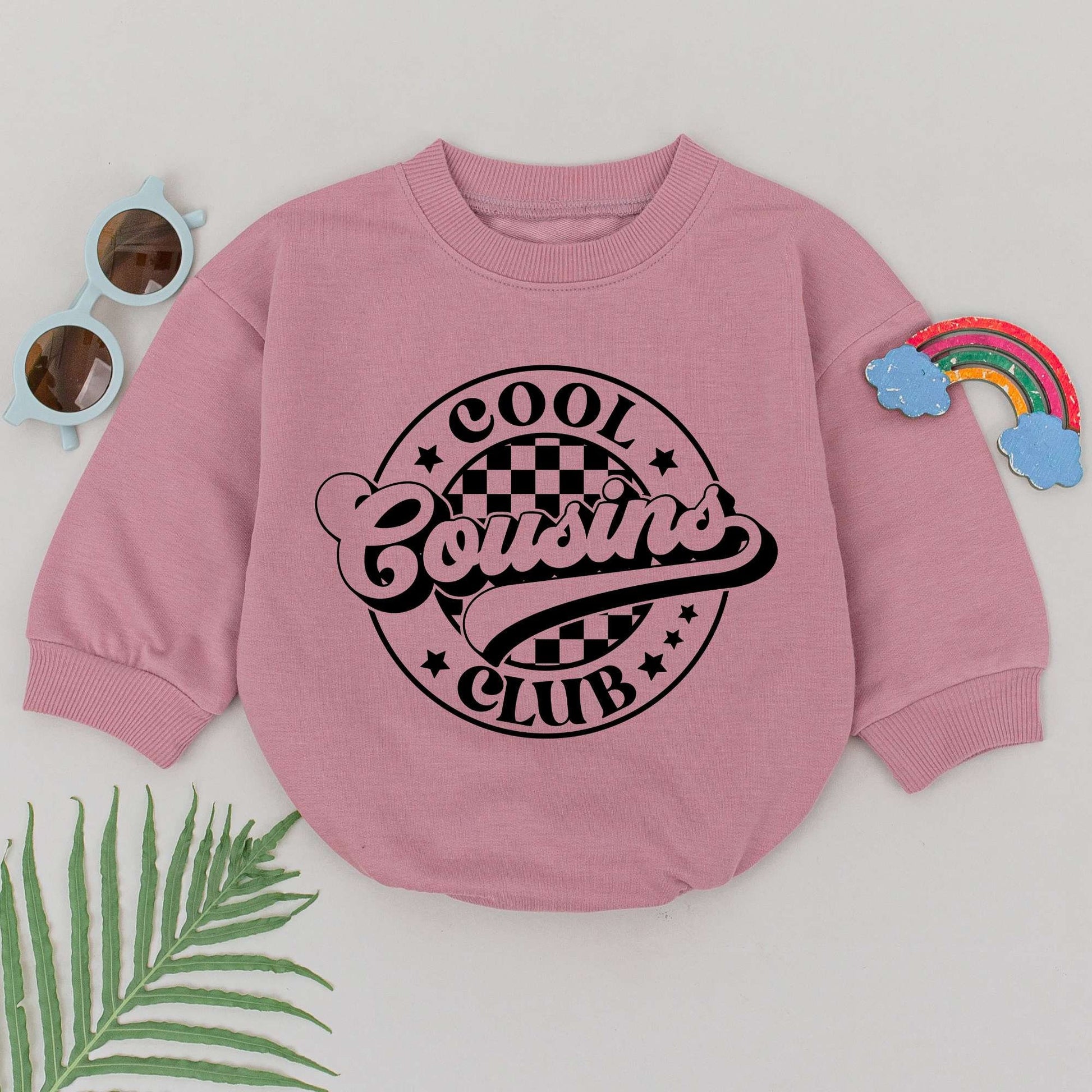 Cool Cousins Club Romper Boho Retro Baby Outfit Natural Infant Shower Gift Gender Neutral Newborn