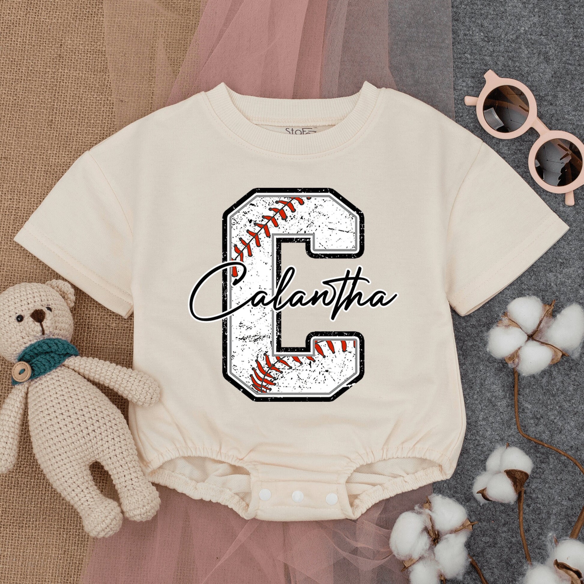Custom Name Retro Baseball Baby Romper Game Day Infant Bodysuit Soft Cotton Summer Short Sleeve Outfit for Baby Boy Girl