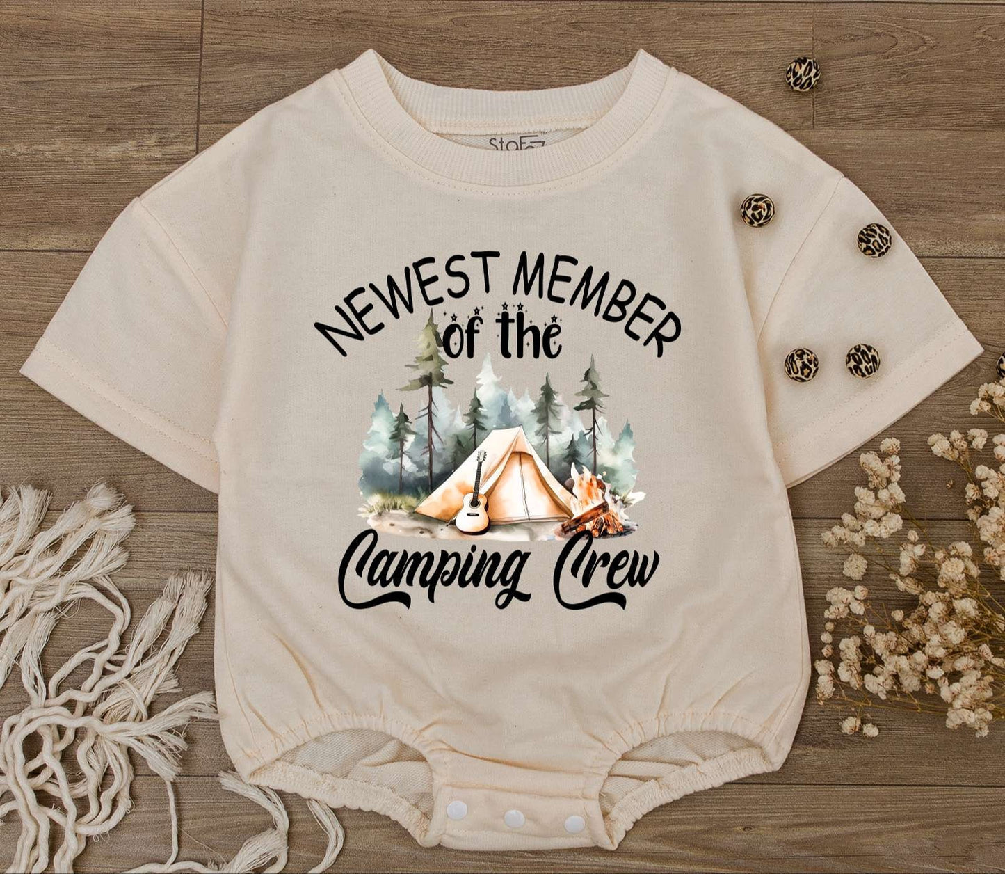 Camping Crew Baby Romper & Shirt Set: Cute Outdoor Adventure Outfit