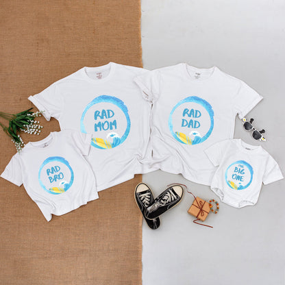 The Big One Surf 1st Birthday Boy Shirt Family Matching Wave Design Watercolor Blue Beach Party Outfit Rad Dad Mom Bro Gift Casual Summer