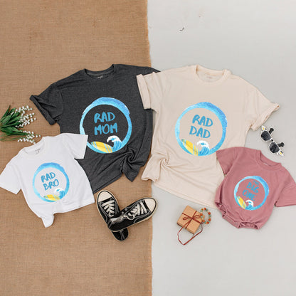 The Big One Surf 1st Birthday Boy Shirt Family Matching Wave Design Watercolor Blue Beach Party Outfit Rad Dad Mom Bro Gift Casual Summer