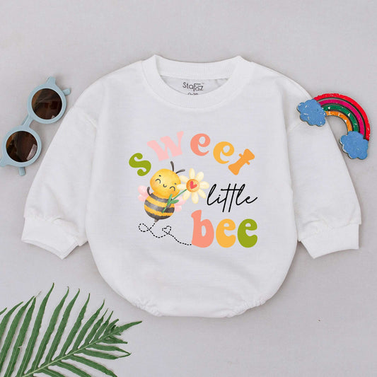 Sweet Little Bee Baby Romper Bodysuit Whimsical Pastel Pink Green Yellow Cartoon Design Baby Girl Soft Cotton Mother's Day Baby Shower Birthday Gift Outfit for Infant