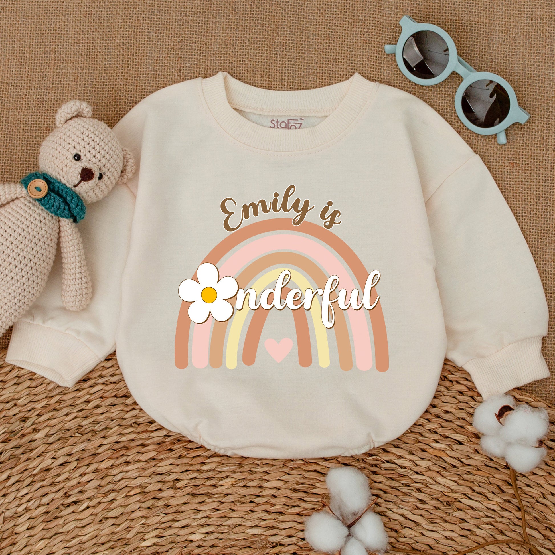 Personalized Miss Onederful First Birthday Romper Baby Girl Rainbow Bodysuit Adorable Smash Cake Outfit Comfortable Bubble Shower Gift