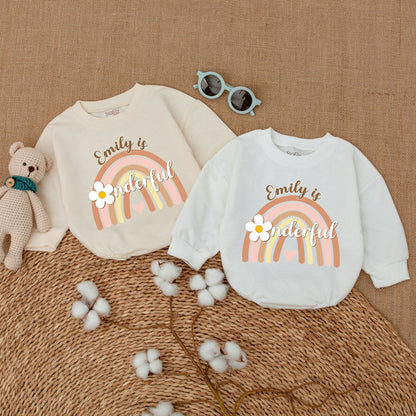 Personalized Miss Onederful First Birthday Romper Baby Girl Rainbow Bodysuit Adorable Smash Cake Outfit Comfortable Bubble Shower Gift