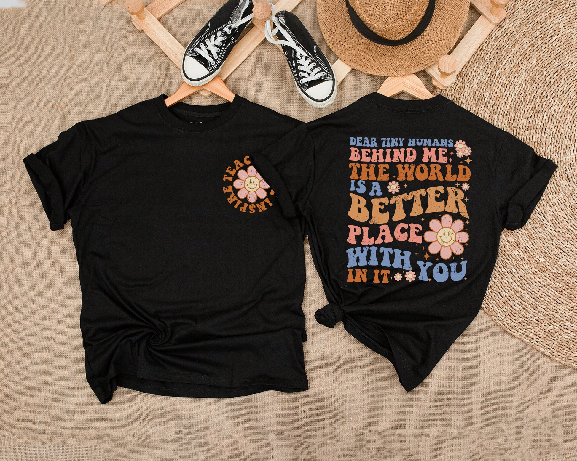 Inspire Teacher Dear Tiny Humans Tee Vintage Flower Design Teacher Appreciation Gift for Her Mental Health Shirt