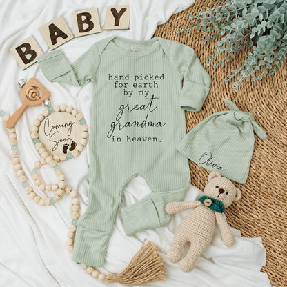 Hand Picked for Earth Baby Bodysuit by Great Grandpa Grandma in Heaven Pregnancy Announcement Gift Perfect Shower Newborn Outfit