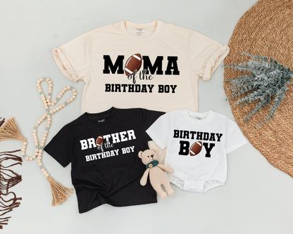 Playful Football First Birthday Matching Family Shirts for Birthday Boy Parents Siblings with Bold Graphics 1st Year Down Celebration Outfit