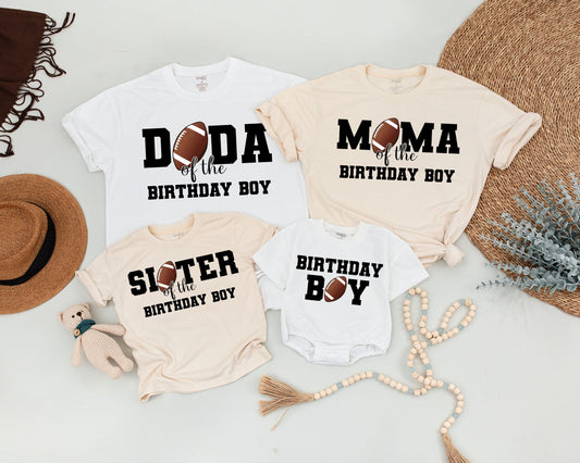 Playful Football First Birthday Matching Family Shirts for Birthday Boy Parents Siblings with Bold Graphics 1st Year Down Celebration Outfit