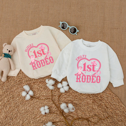 Personalized Pink 1st Rodeo Birthday Baby Girl Romper Western Cowgirl Outfit Soft Cotton Star Hat Boot Vintage Country Party