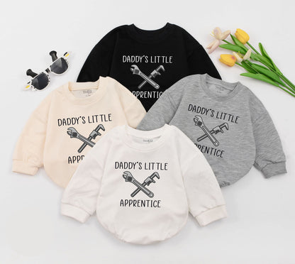 Daddy's Little Apprentice Baby Romper with Crossed Wrenches Design Future Plumber Newborn Bodysuit Soft Comfortable Cotton Union Baby Gift